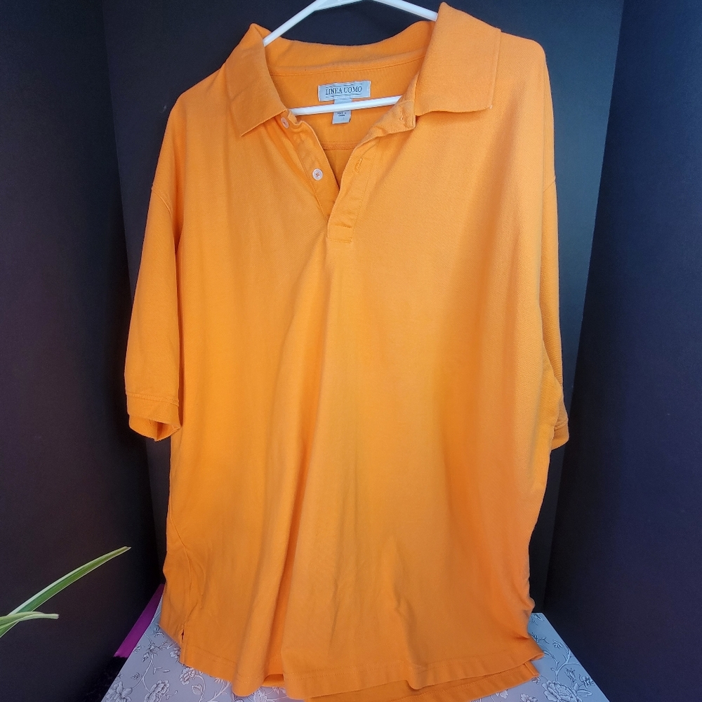Linea Uomo Polo Shirt Men's Size 3X Orange Short sleeve Top Golf